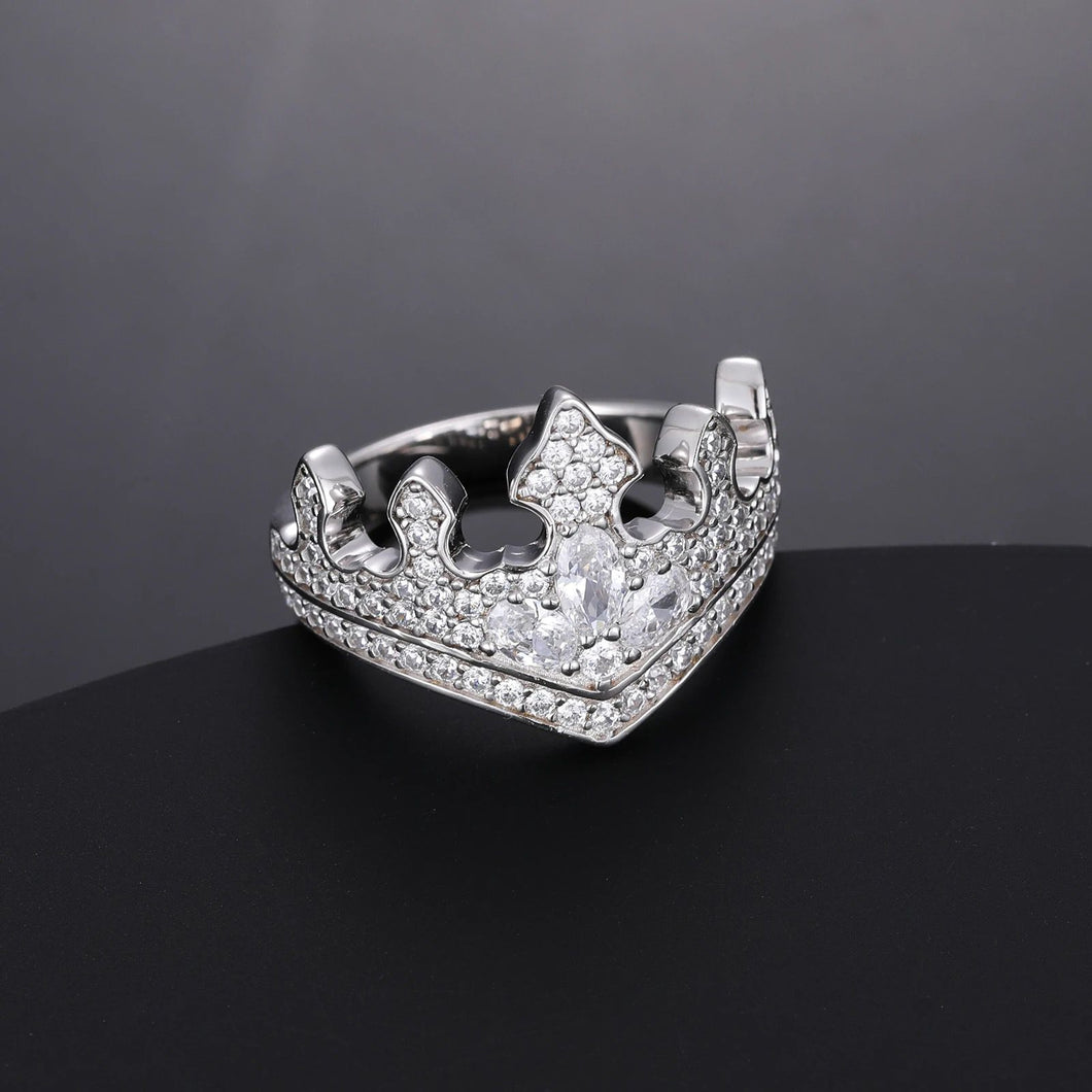 Anillo Corona Moissanitas-Plata ley 925