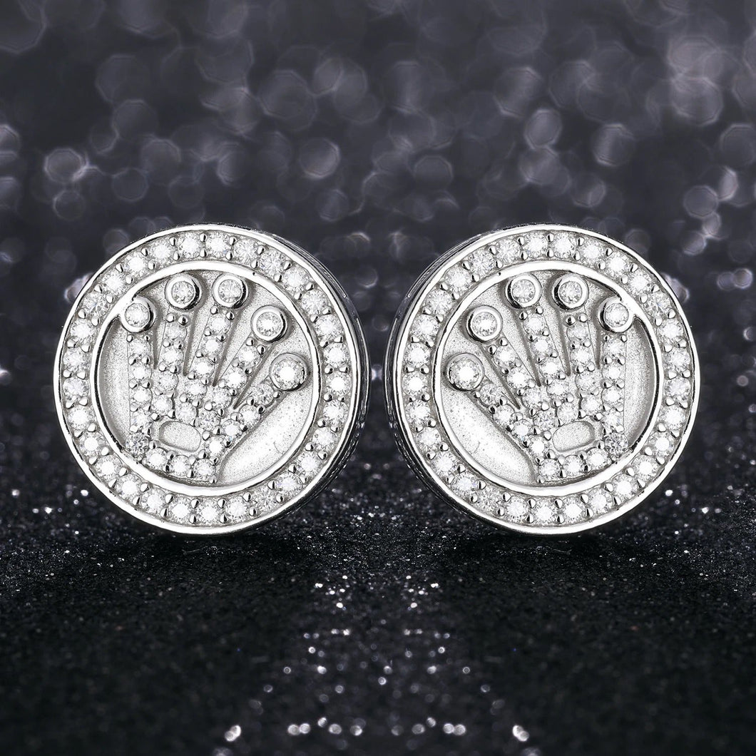 Aretes Rolex Moissanitas-Plata Ley 925