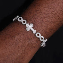 Cargar imagen en el visor de la galería, Pulsera Cubana Infinitos+Cruces Moissanita-Plata Ley 925 17.7cm x 1.5cm
