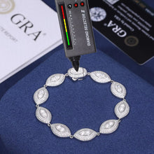 Cargar imagen en el visor de la galería, Pulsera Cubana Ojos Moissanitas-Plata Ley 925 19cm x 1.1cm
